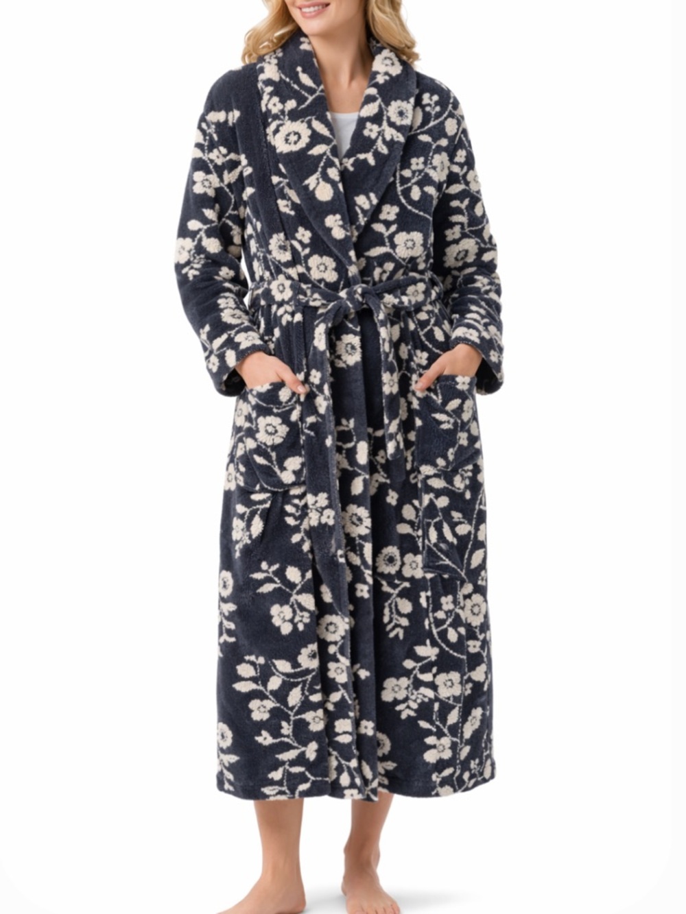 Vintage by Jasmine Rose Floral Plush Long Robe